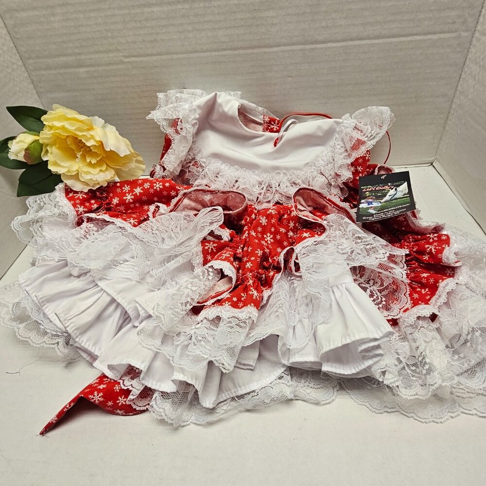 New Lid’l Dolly’s Toddler Girl Red Southern Belle Dress Ruffle Lace Full Circle⭐ - Picture 12 of 16